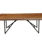 50" Brown And Black Solid Wood And Metal Coffee Table