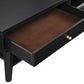 48" Black Solid And Manufactured Wood Coffee Table With Drawer