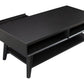 48" Black Solid And Manufactured Wood Coffee Table With Drawer