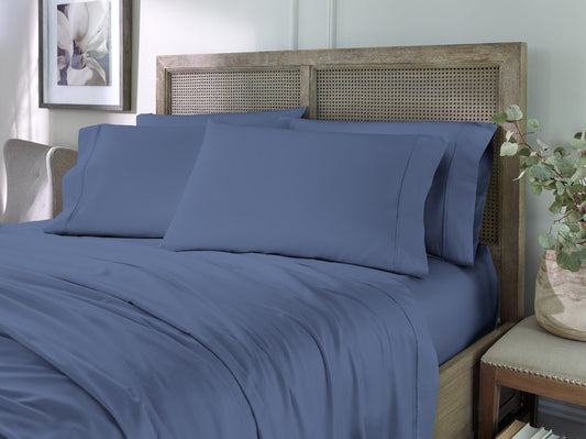 Set of Six Blue Tencel Lyocell Satin