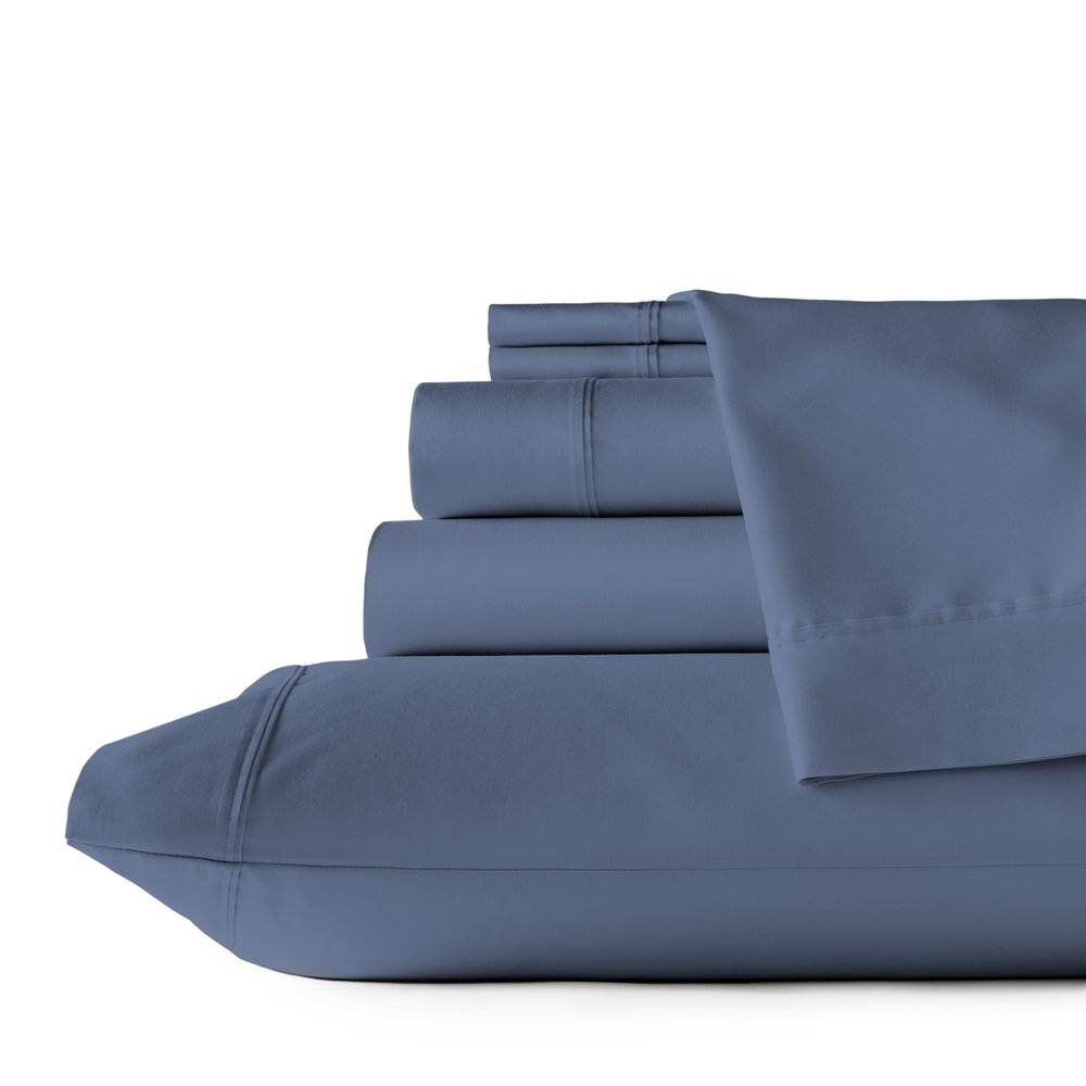 Set of Six Blue Tencel Lyocell Satin