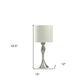 25" Silver Metal Table Lamp With Off White Drum Shade