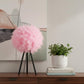21" Black And Pink Faux Feather Tripod Table Lamp