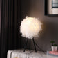 21" Black Tripod Table Lamp With Pink Faux Feather Shade