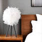 21" Black And Pink Faux Feather Tripod Table Lamp