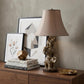 21" Brown Elephant Trio Table Lamp With Brown Bell Shade