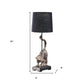 24" Antiqued Gold Monkey Table Lamp With Black Drum Shade