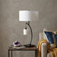 29" Black Metal Two Light Arched Table Lamp With White Drum Shade