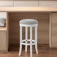 30" Gray And Antiqued White Solid Wood Swivel Backless Bar Height Bar Chair