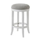 25" Gray And Antiqued White Linen And Solid Wood Backless Counter Height Swivel Bar Chair