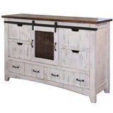 54" Brown And White Solid Wood Four Drawer Combo Dresser