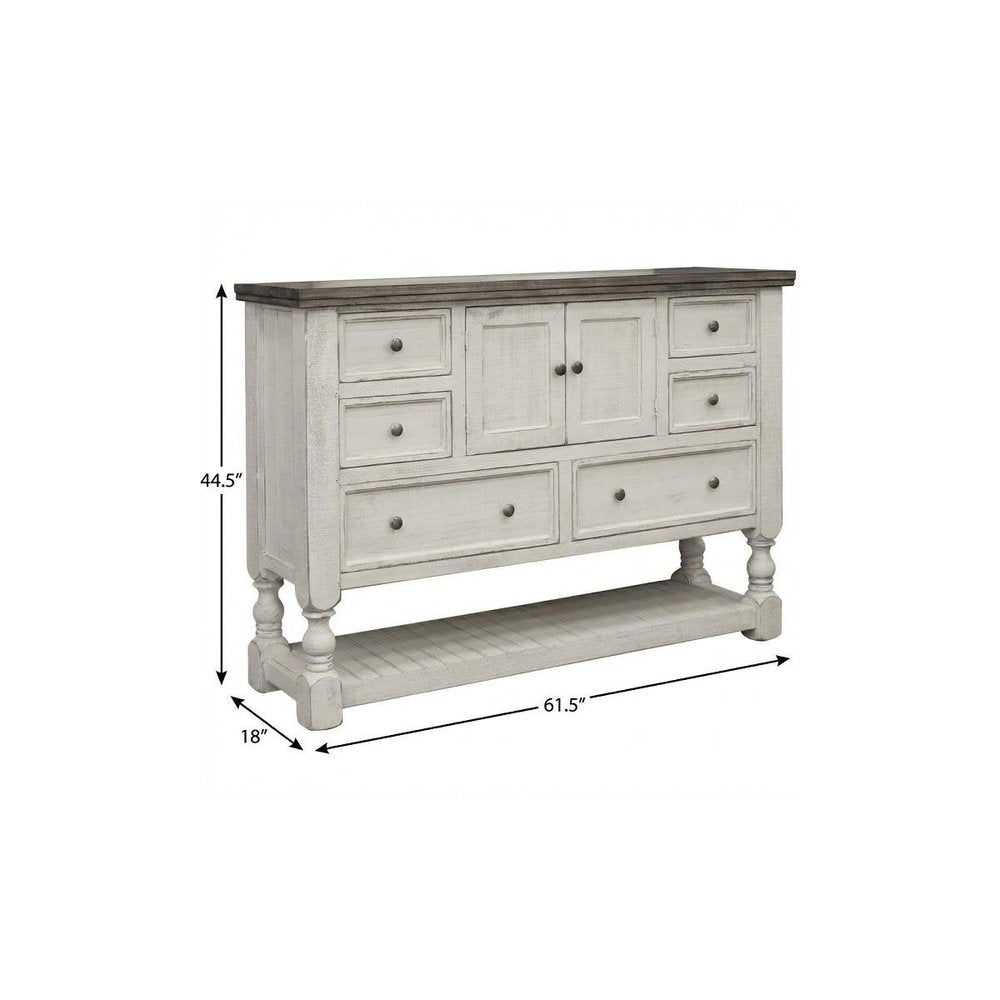 39" Gray And Ivory Solid Wood Three Drawer Dresser