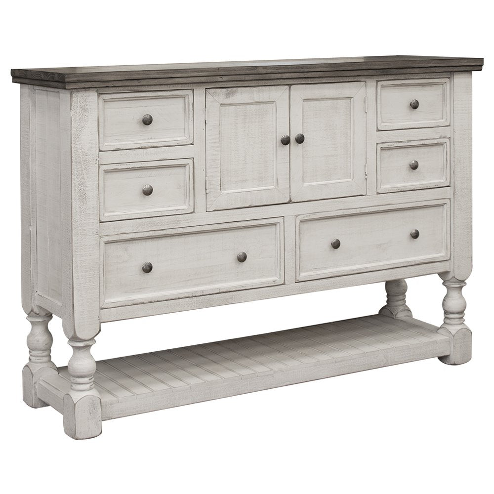 39" Gray And Ivory Solid Wood Three Drawer Dresser