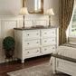 62" Gray and Ivory Solid Wood Six Drawer Double Dresser