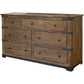 70" Brown And Black Solid Wood Seven Drawer Triple Dresser
