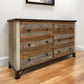 61" Brown Solid Wood Six Drawer Double Dresser