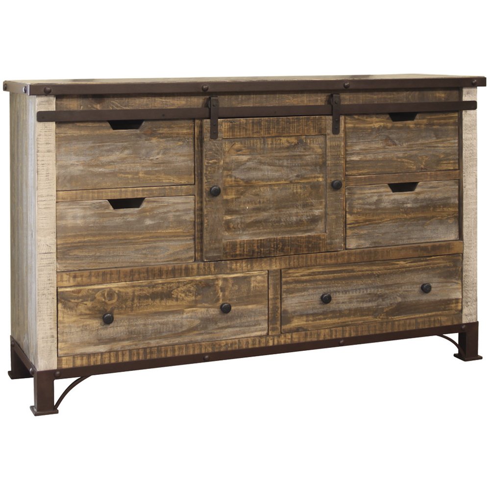 61" Brown Solid Wood Six Drawer Double Dresser