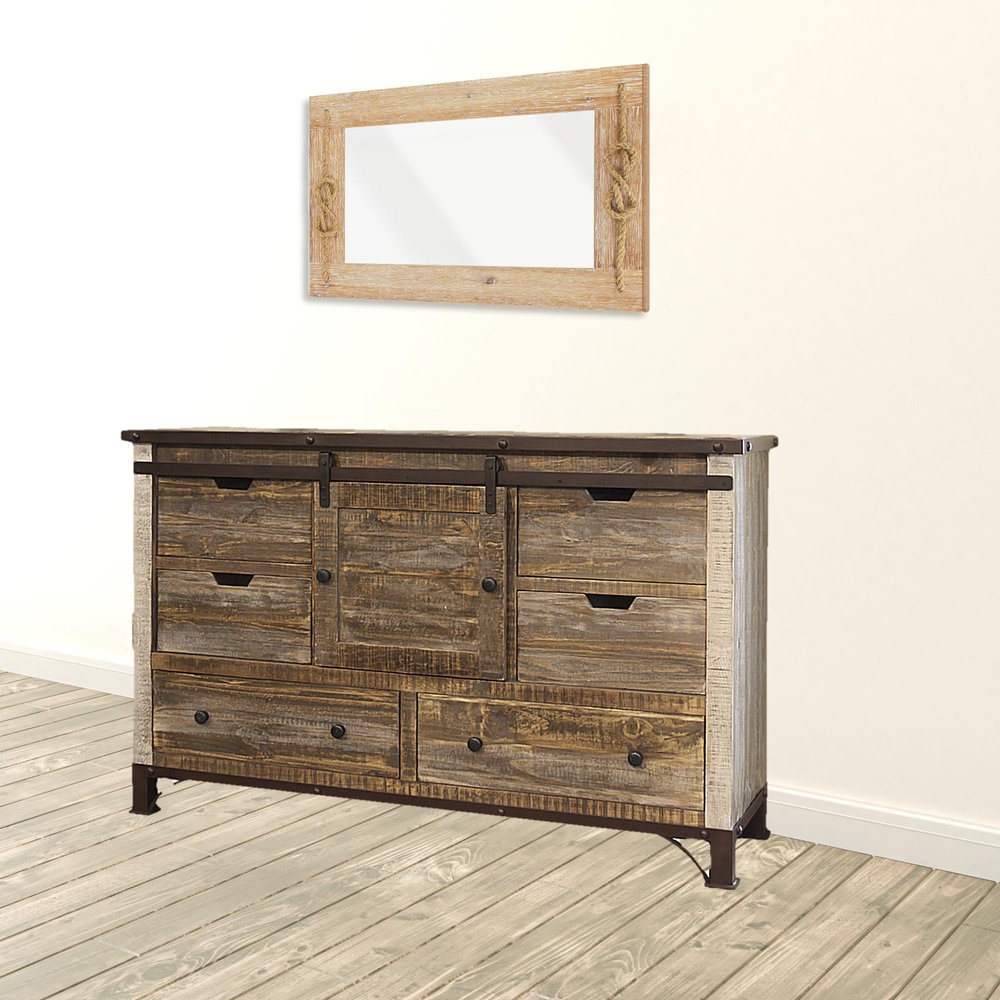 61" Brown Solid Wood Six Drawer Double Dresser