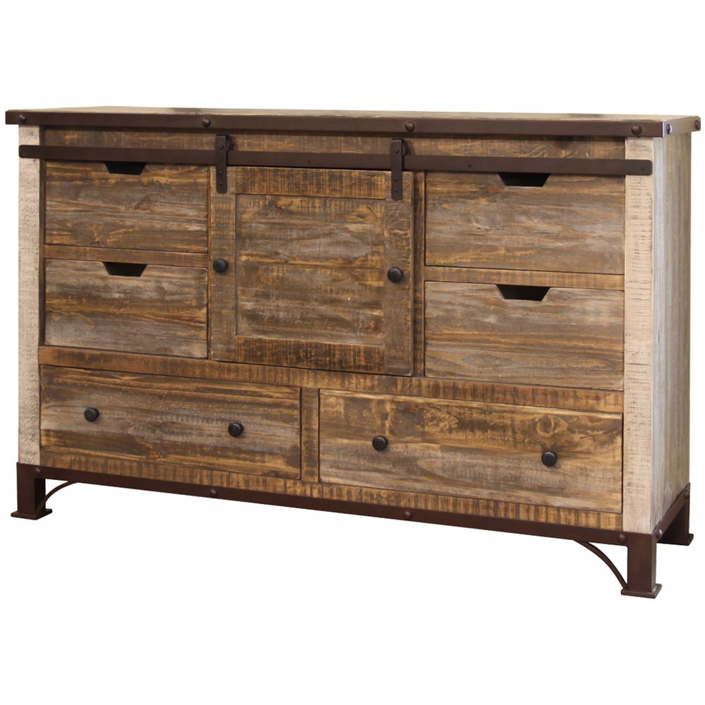 61" Brown Solid Wood Six Drawer Double Dresser