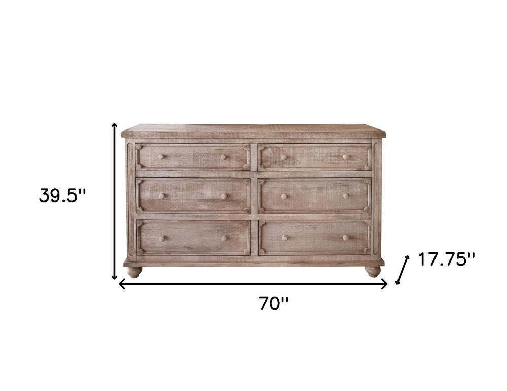 37" Natural Solid Wood Four Drawer Dresser