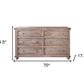 70" Natural Solid Wood Six Drawer Double Dresser