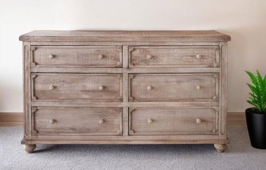 37" Natural Solid Wood Four Drawer Dresser