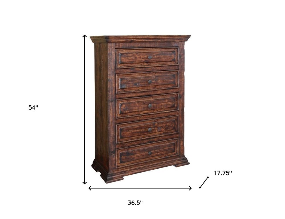 50" Chocolate Solid Wood Six Drawer Triple Dresser