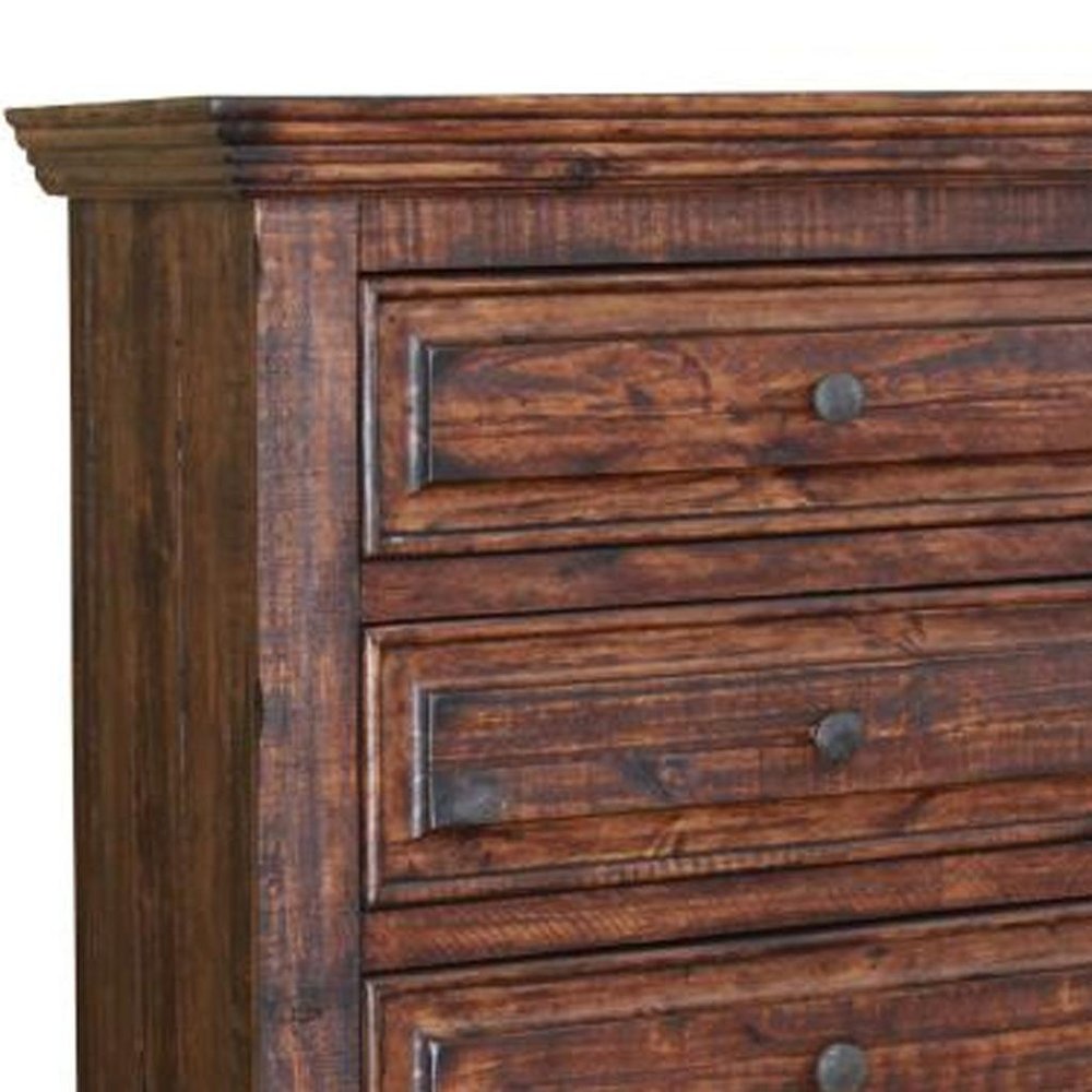 50" Chocolate Solid Wood Six Drawer Triple Dresser