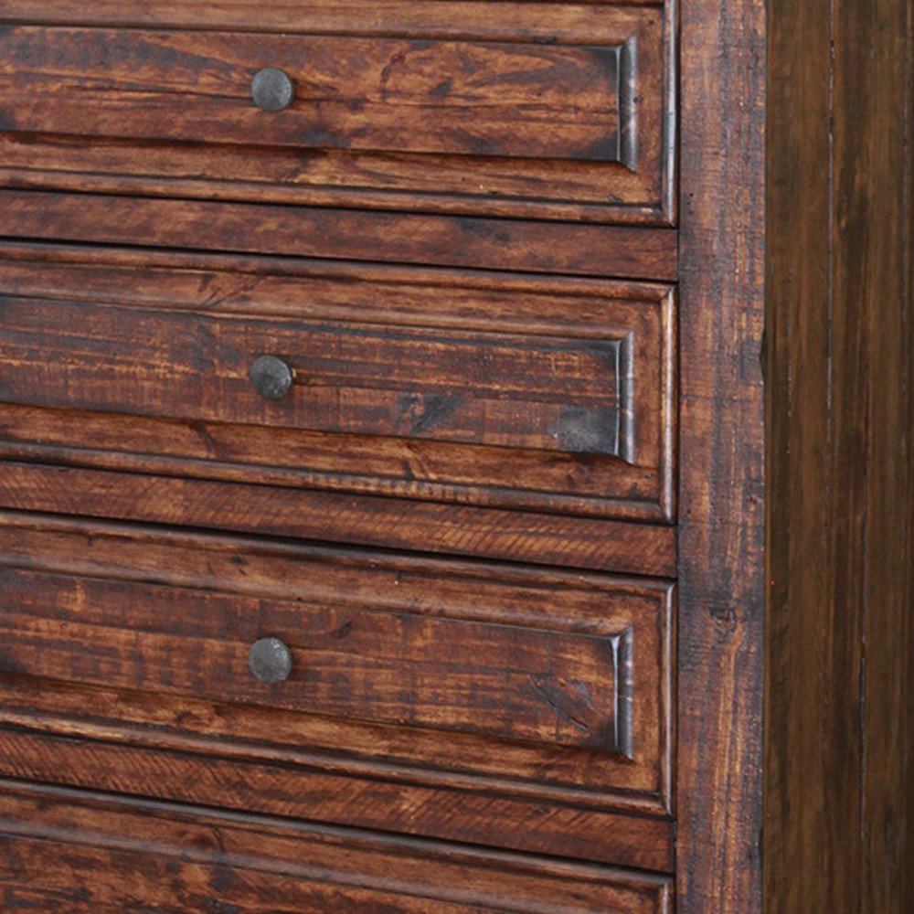 50" Chocolate Solid Wood Six Drawer Triple Dresser