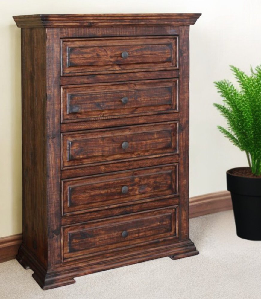 50" Chocolate Solid Wood Six Drawer Triple Dresser