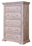 37" White Solid Wood Five Drawer Chest