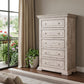 37" White Solid Wood Five Drawer Dresser