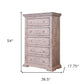 37" White Solid Wood Five Drawer Dresser