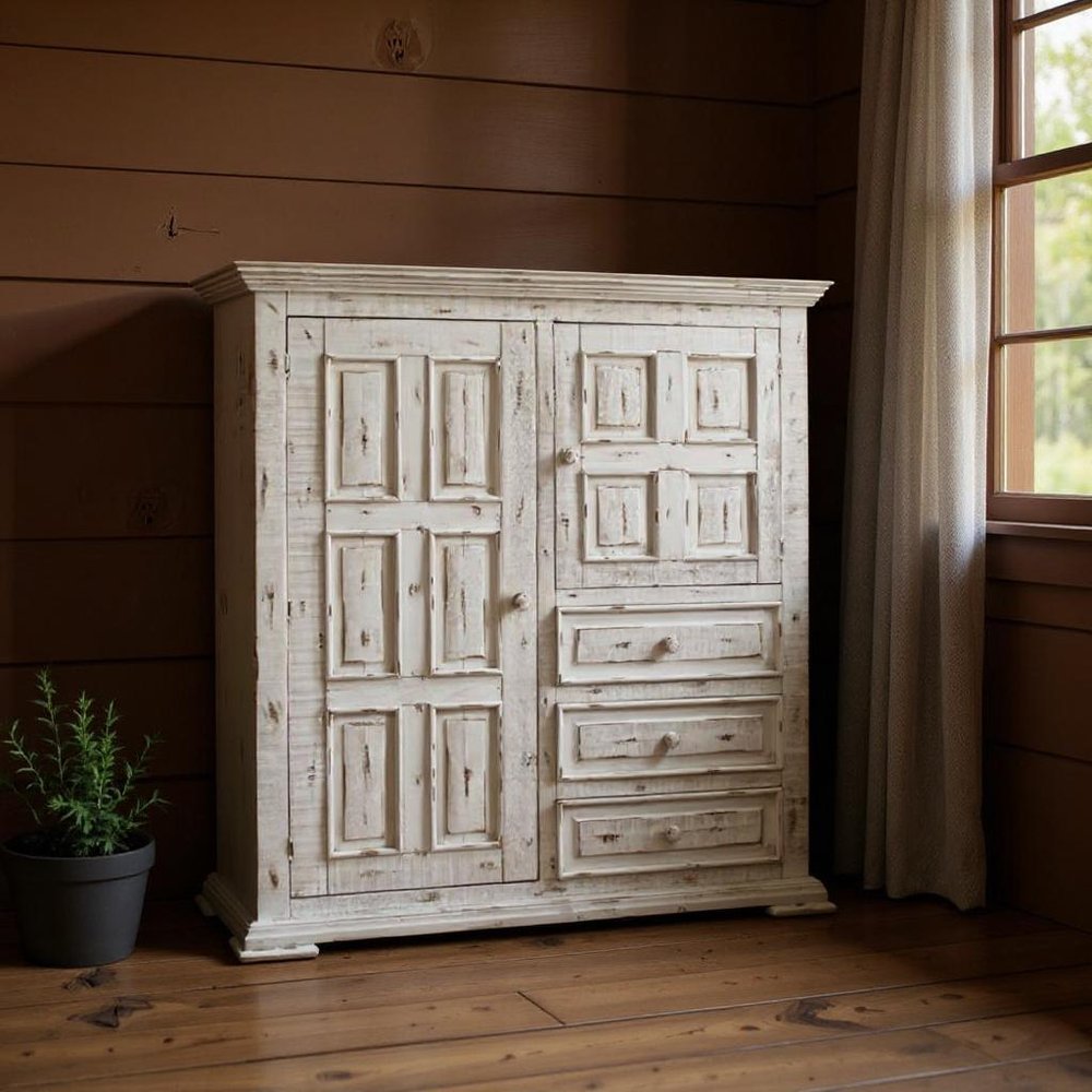 64" White Solid Wood Seven Drawer Gentlemans Chest