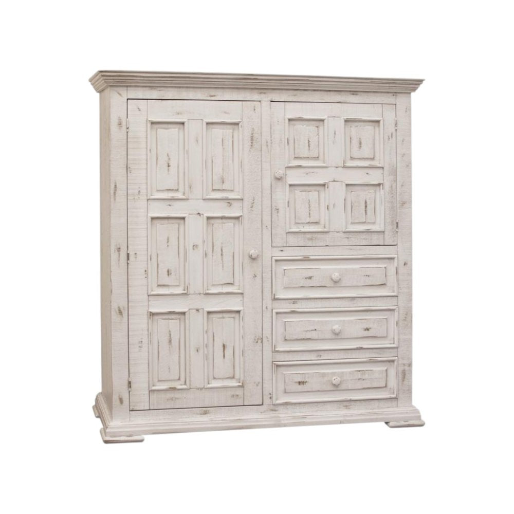 64" White Solid Wood Seven Drawer Gentlemans Chest