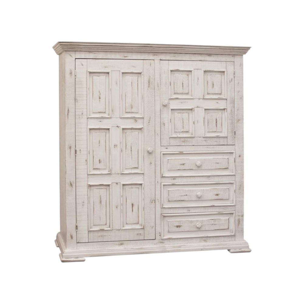64" White Solid Wood Seven Drawer Gentlemans Chest