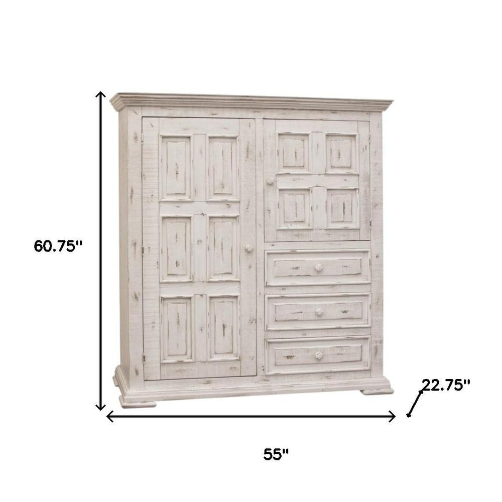 64" White Solid Wood Seven Drawer Gentlemans Chest
