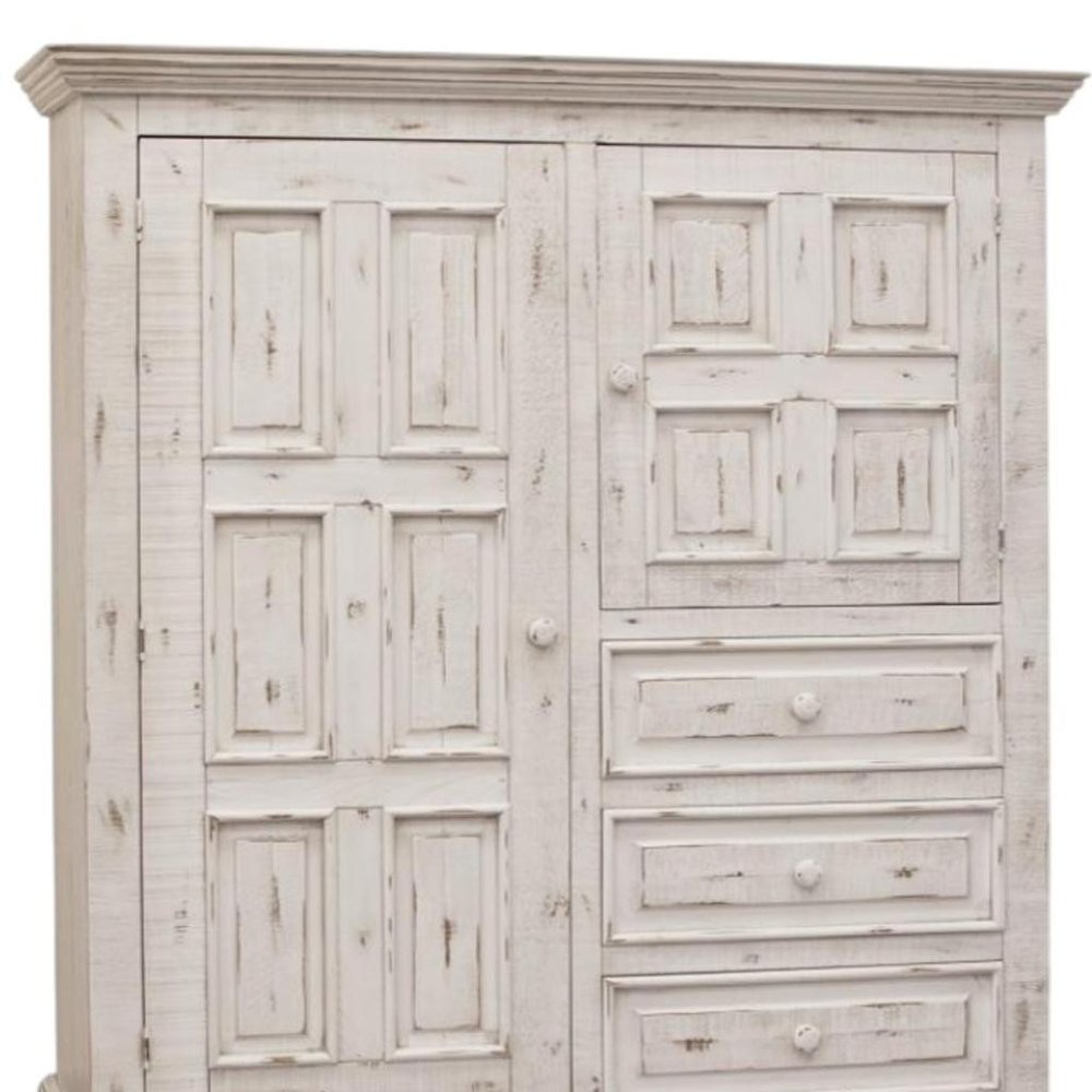 64" White Solid Wood Seven Drawer Gentlemans Chest