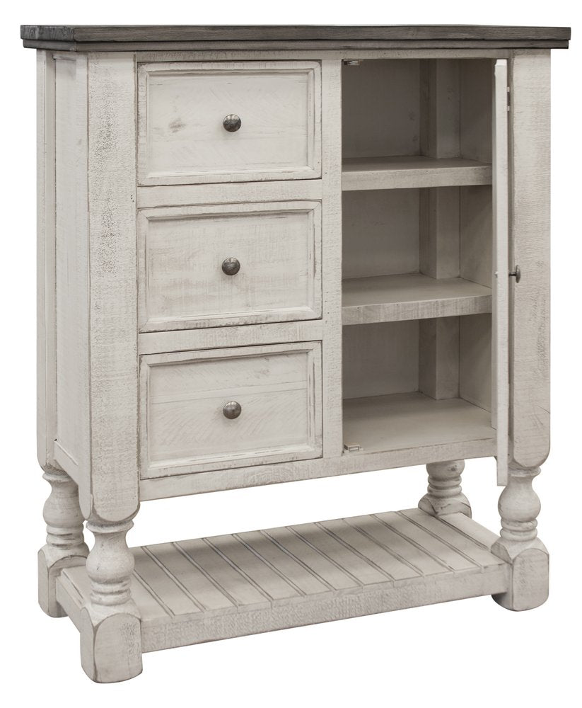 62" Gray and Ivory Solid Wood Six Drawer Triple Dresser