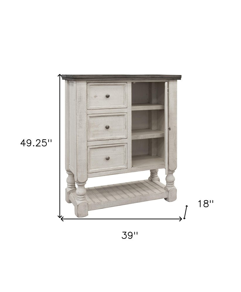 62" Gray and Ivory Solid Wood Six Drawer Triple Dresser