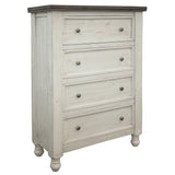 55" Gray and Ivory Solid Wood Five Drawer Gentlemans Chest