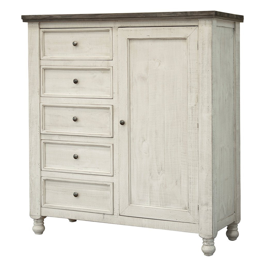 39" Gray And Ivory Solid Wood Four Drawer Dresser