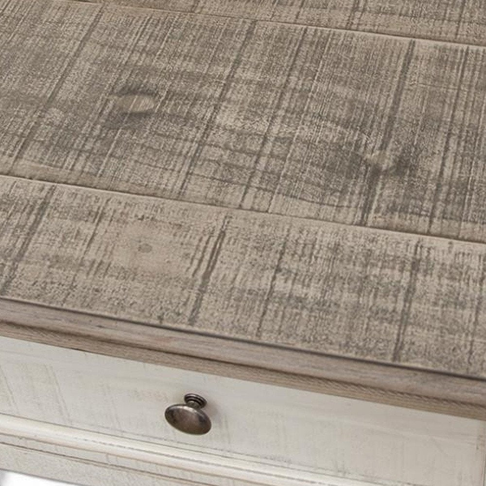 39" Gray And Ivory Solid Wood Four Drawer Dresser