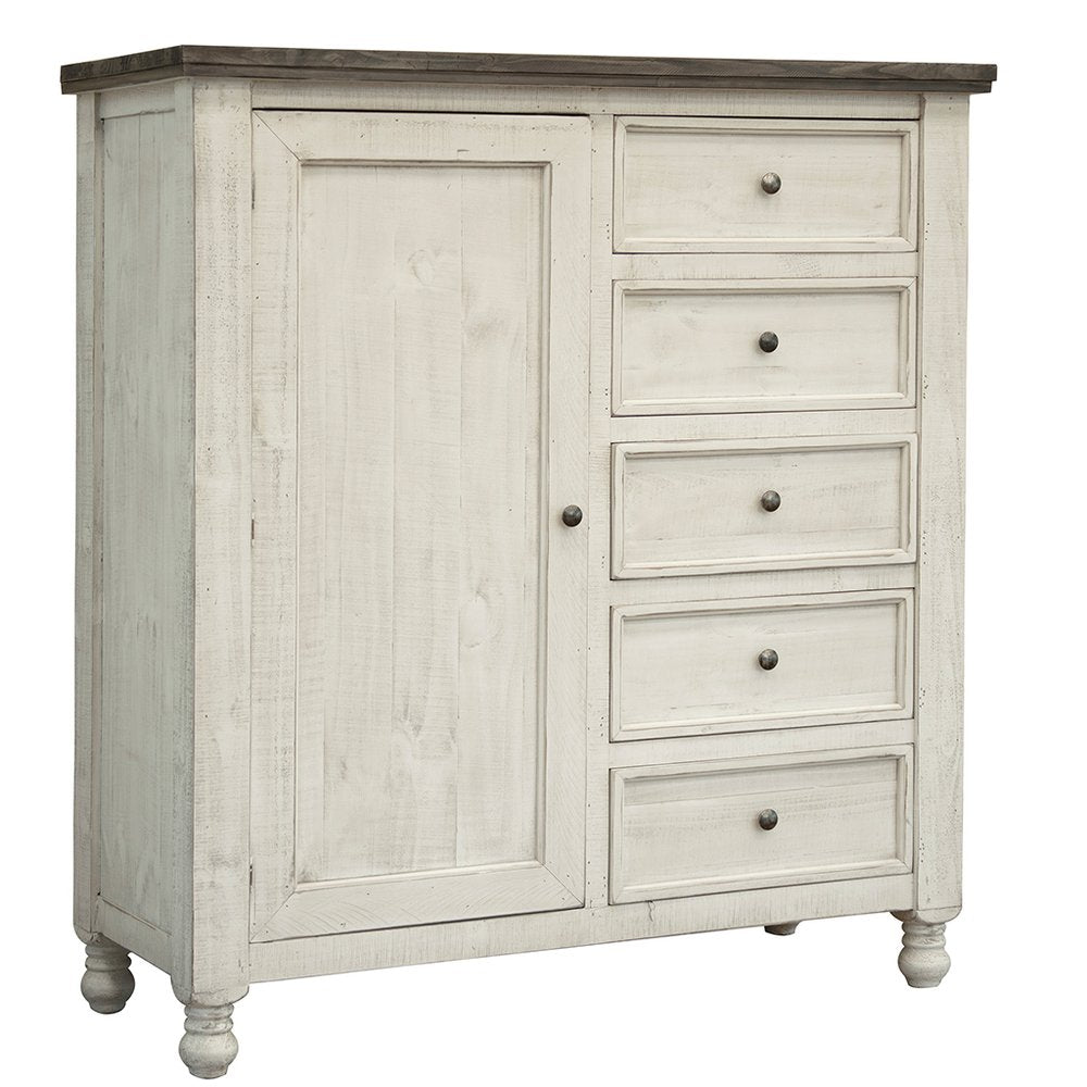 39" Gray And Ivory Solid Wood Four Drawer Dresser