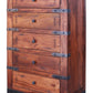 70" Brown And Black Solid Wood Seven Drawer Triple Dresser