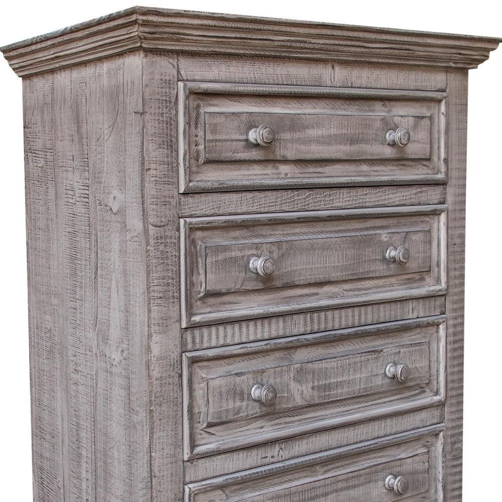 69" Gray Solid Wood Six Drawer Triple Dresser