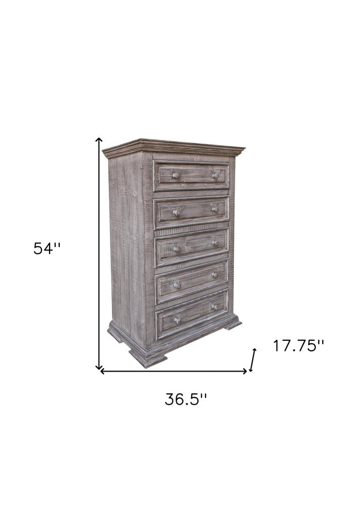 69" Gray Solid Wood Six Drawer Triple Dresser