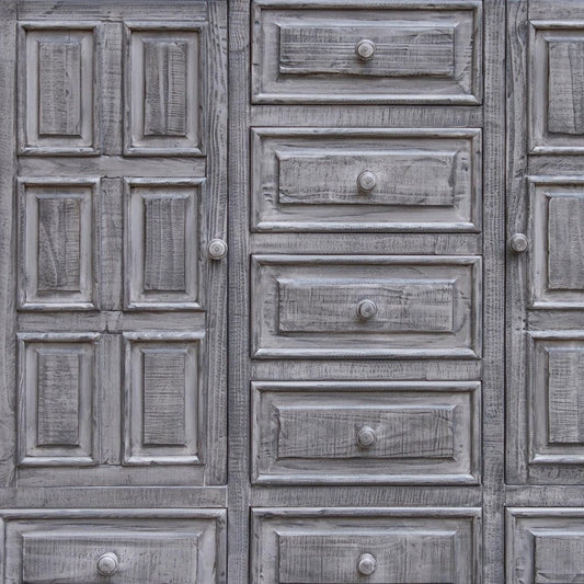 69" Gray Solid Wood Six Drawer Triple Dresser