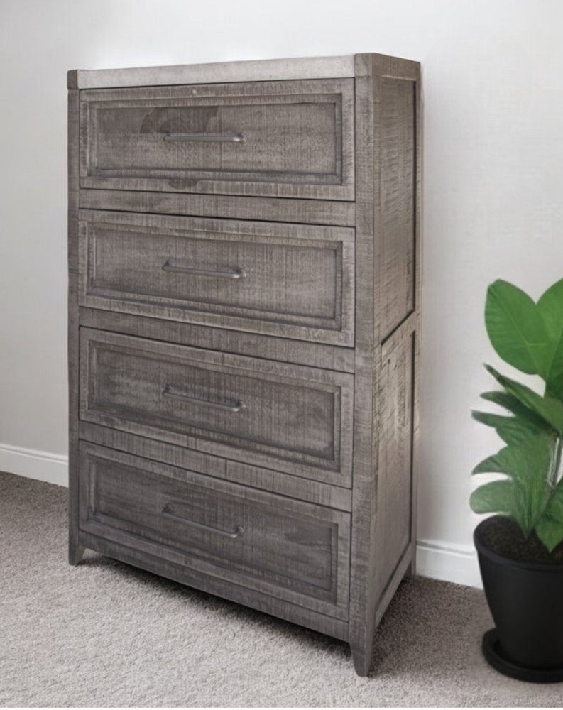 62" Gray Solid Wood Seven Drawer Triple Dresser