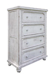 37" Antiqued White Solid Wood Four Drawer Dresser